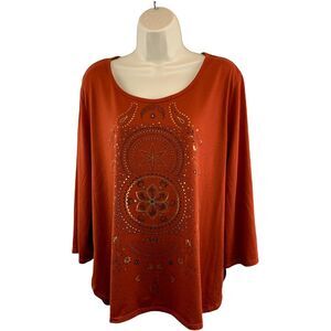 Madison and Berkeley Womens Size XL Long Sleeve Shirt Rust Lightweight